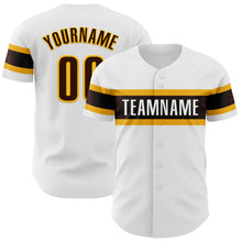 Charger l&#39;image dans la galerie, Custom White Brown-Gold Authentic Baseball Jersey
