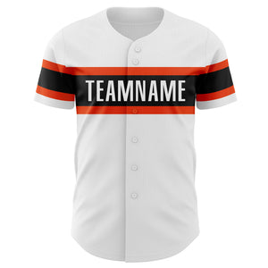 Custom White Orange-Black Authentic Baseball Jersey