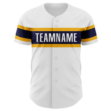 Charger l&#39;image dans la galerie, Custom White Navy-Gold Authentic Baseball Jersey
