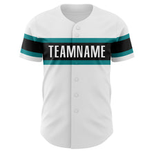 Charger l&#39;image dans la galerie, Custom White Teal-Black Authentic Baseball Jersey
