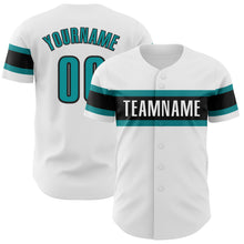 Charger l&#39;image dans la galerie, Custom White Teal-Black Authentic Baseball Jersey
