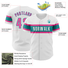 Charger l&#39;image dans la galerie, Custom White Pink-Teal Authentic Baseball Jersey
