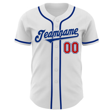 Custom White Red-Royal Authentic Baseball Jersey