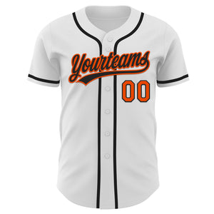 Custom White Black-Orange Authentic Baseball Jersey