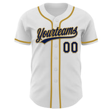 Загрузить изображение в средство просмотра галереи, Custom White Navy-Old Gold Authentic Baseball Jersey
