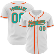 Charger l&#39;image dans la galerie, Custom White Aqua-Orange Authentic Baseball Jersey
