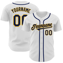 Загрузить изображение в средство просмотра галереи, Custom White Navy-Gold Authentic Baseball Jersey
