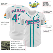 Load image into Gallery viewer, Custom White Teal-Pink Authentic Baseball Jersey
