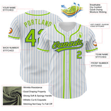 Load image into Gallery viewer, Custom White Light Blue Pinstripe Neon Green-Black Authentic Baseball Jersey
