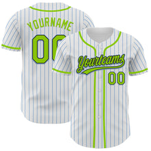 Charger l&#39;image dans la galerie, Custom White Light Blue Pinstripe Neon Green-Black Authentic Baseball Jersey
