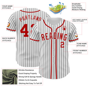 Custom White Black Pinstripe Red Authentic Baseball Jersey