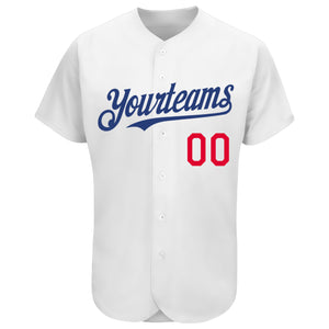 Custom White Royal-Red Authentic Baseball Jersey