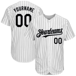 Custom White Black Pinstripe Gray Authentic Baseball Jersey