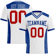 Load image into Gallery viewer, Custom White Red-Royal Mesh Authentic Football Jersey
