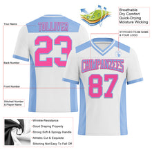 Загрузить изображение в средство просмотра галереи, Custom White Pink-Light Blue Mesh Authentic Football Jersey
