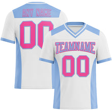 Загрузить изображение в средство просмотра галереи, Custom White Pink-Light Blue Mesh Authentic Football Jersey
