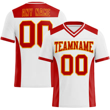 Charger l&#39;image dans la galerie, Custom White Red-Gold Mesh Authentic Football Jersey
