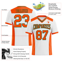 Load image into Gallery viewer, Custom White Orange-Kelly Green Mesh Authentic Football Jersey
