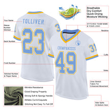 Charger l&#39;image dans la galerie, Custom White Light Blue-Gold Mesh Authentic Throwback Football Jersey
