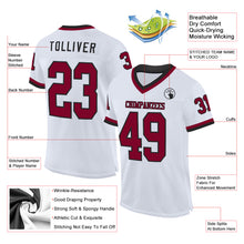 Charger l&#39;image dans la galerie, Custom White Maroon-Black Mesh Authentic Throwback Football Jersey
