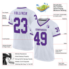 Загрузить изображение в средство просмотра галереи, Custom White Purple-Gray Mesh Authentic Throwback Football Jersey
