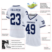 Charger l&#39;image dans la galerie, Custom White Navy-Gray Mesh Authentic Throwback Football Jersey
