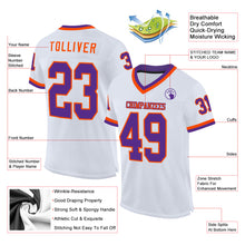 Charger l&#39;image dans la galerie, Custom White Purple-Orange Mesh Authentic Throwback Football Jersey
