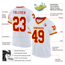 Charger l&#39;image dans la galerie, Custom White Red-Gold Mesh Authentic Throwback Football Jersey
