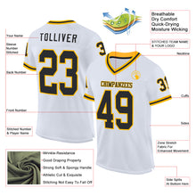 Charger l&#39;image dans la galerie, Custom White Black-Gold Mesh Authentic Throwback Football Jersey
