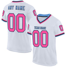 Charger l&#39;image dans la galerie, Custom White Pink Black-Light Blue Mesh Authentic Throwback Football Jersey
