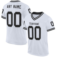 Charger l&#39;image dans la galerie, Custom White Black-Gray Mesh Authentic Throwback Football Jersey
