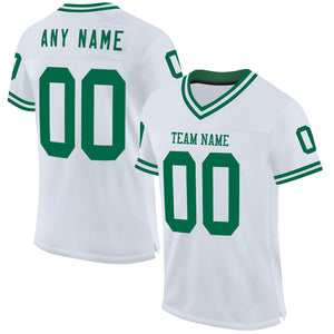 Custom White Kelly Green Mesh Authentic Throwback Football Jersey