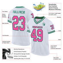 Загрузить изображение в средство просмотра галереи, Custom White Pink-Kelly Green Mesh Authentic Throwback Football Jersey
