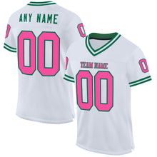 Загрузить изображение в средство просмотра галереи, Custom White Pink-Kelly Green Mesh Authentic Throwback Football Jersey
