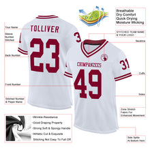 Загрузить изображение в средство просмотра галереи, Custom White Maroon Mesh Authentic Throwback Football Jersey
