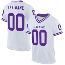 Загрузить изображение в средство просмотра галереи, Custom White Purple Mesh Authentic Throwback Football Jersey
