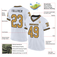 Load image into Gallery viewer, Custom White Old Gold-Black Mesh Authentic Throwback Football Jersey
