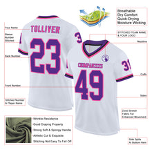 Charger l&#39;image dans la galerie, Custom White Purple Pink-Black Mesh Authentic Throwback Football Jersey
