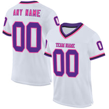 Charger l&#39;image dans la galerie, Custom White Purple Pink-Black Mesh Authentic Throwback Football Jersey
