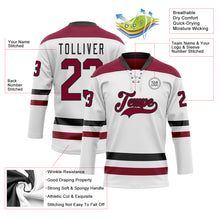 Charger l&#39;image dans la galerie, Custom White Maroon-Black Hockey Lace Neck Jersey
