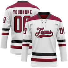 Charger l&#39;image dans la galerie, Custom White Maroon-Black Hockey Lace Neck Jersey
