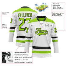 Загрузить изображение в средство просмотра галереи, Custom White Neon Green-Black Hockey Lace Neck Jersey
