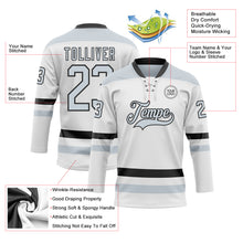 Charger l&#39;image dans la galerie, Custom White Silver-Black Hockey Lace Neck Jersey
