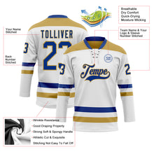 Charger l&#39;image dans la galerie, Custom White Royal-Old Gold Hockey Lace Neck Jersey
