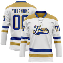 Charger l&#39;image dans la galerie, Custom White Royal-Old Gold Hockey Lace Neck Jersey
