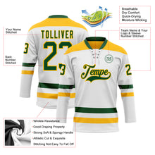 Charger l&#39;image dans la galerie, Custom White Green-Gold Hockey Lace Neck Jersey
