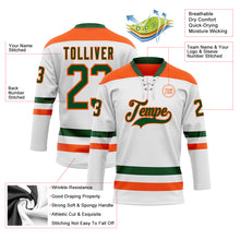 Charger l&#39;image dans la galerie, Custom White Green-Orange Hockey Lace Neck Jersey
