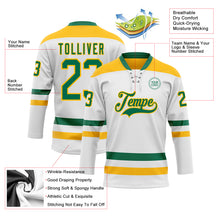 Charger l&#39;image dans la galerie, Custom White Kelly Green-Gold Hockey Lace Neck Jersey
