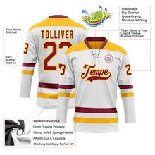 Charger l&#39;image dans la galerie, Custom White Crimson-Gold Hockey Lace Neck Jersey
