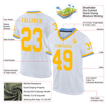 Charger l&#39;image dans la galerie, Custom White Gold-Light Blue Mesh Authentic Throwback Football Jersey
